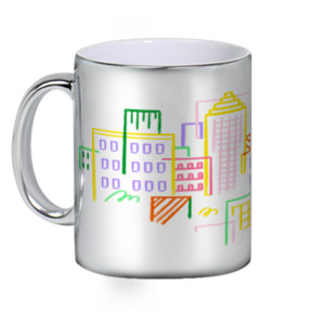 Mug Silver Pemandangan kota dari jauh