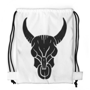 Tas Serut Fullprint Banteng tato yang digambar tangan hitam