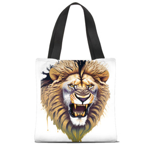 Tas Tote Fullprint Lion face - Singa alam liar 13