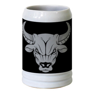 Mug kepala banteng marah putih