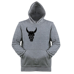 Jaket Hoodie Banteng tato yang digambar tangan hitam