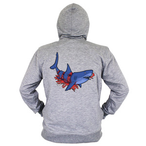 Hoodie Zipper ilustrasi ikan Hiu terpotong