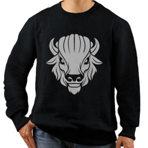 Jaket Sweater kepala bison putih