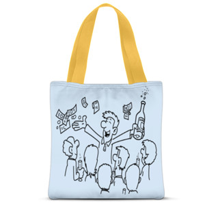 Tas Tote Fullprint Celebrate Success Champagne People Cash Money